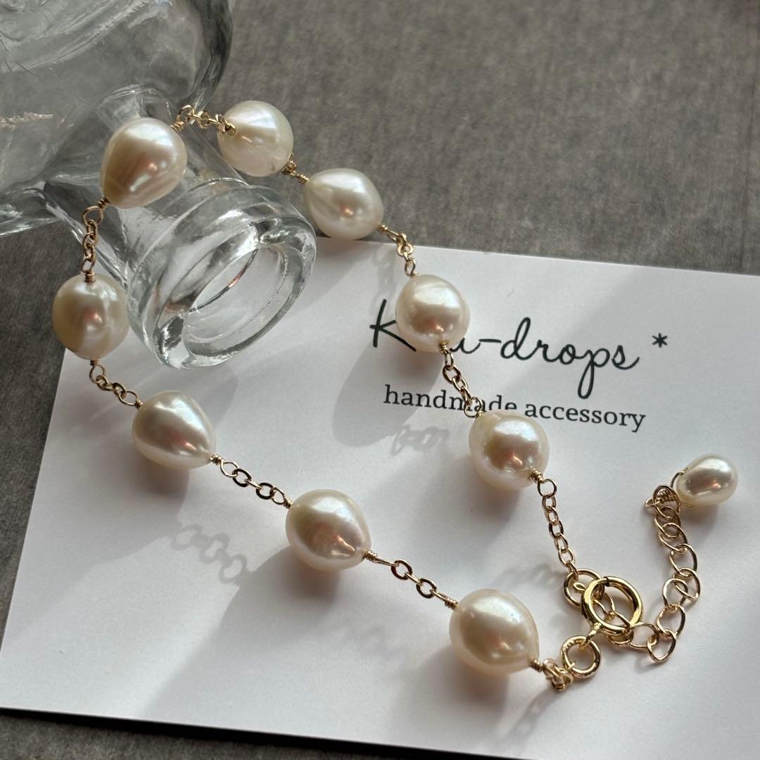 【専用です】淡水パール ぷっくり雫✴︎14kgfブレスレットB175他・計3点