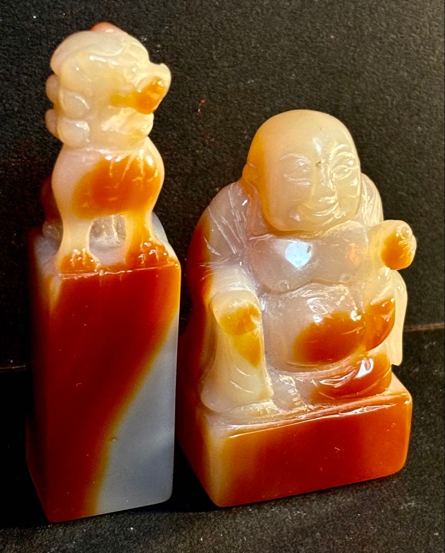 瑪瑙の印材（3個未使用）碧玉印材（1個未使用）