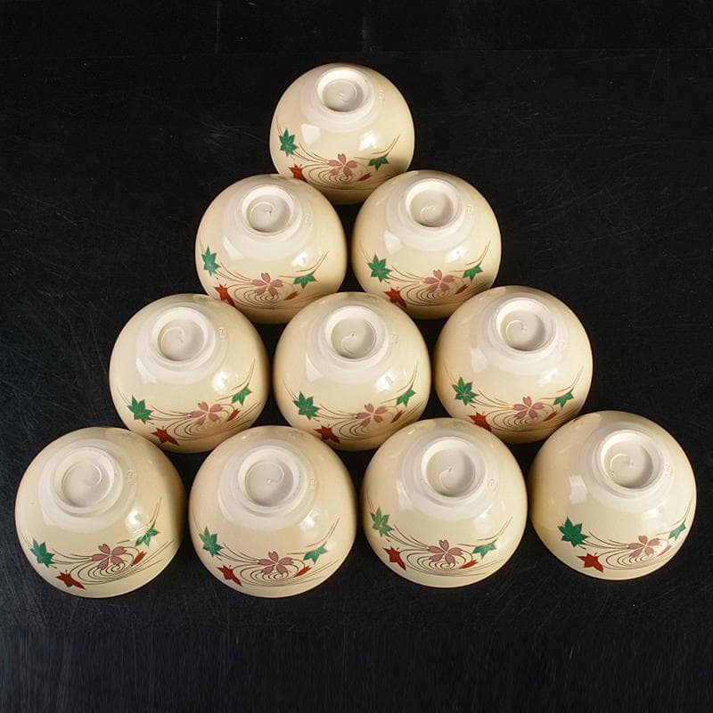 京焼　平安原平造　色絵金彩　仁清写　雲錦　数茶碗　十客　共箱　M　R7414B