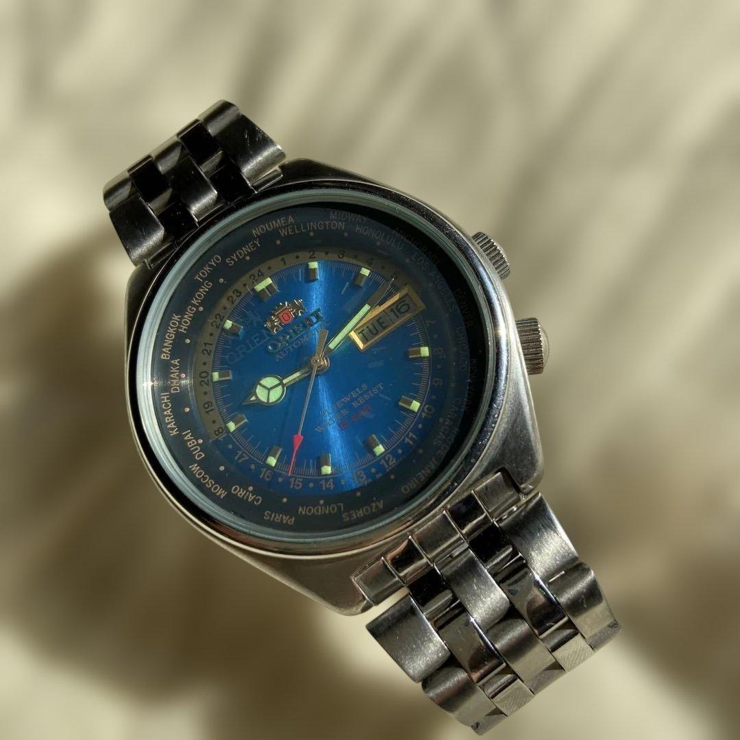 【レア美品】オリエント自動巻き腕時計 ワールドタム、デイデイト機能