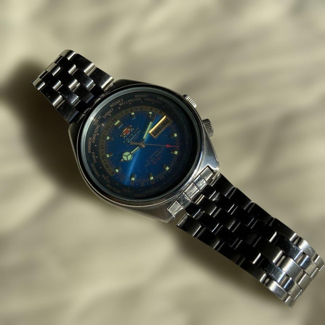 【レア美品】オリエント自動巻き腕時計 ワールドタム、デイデイト機能