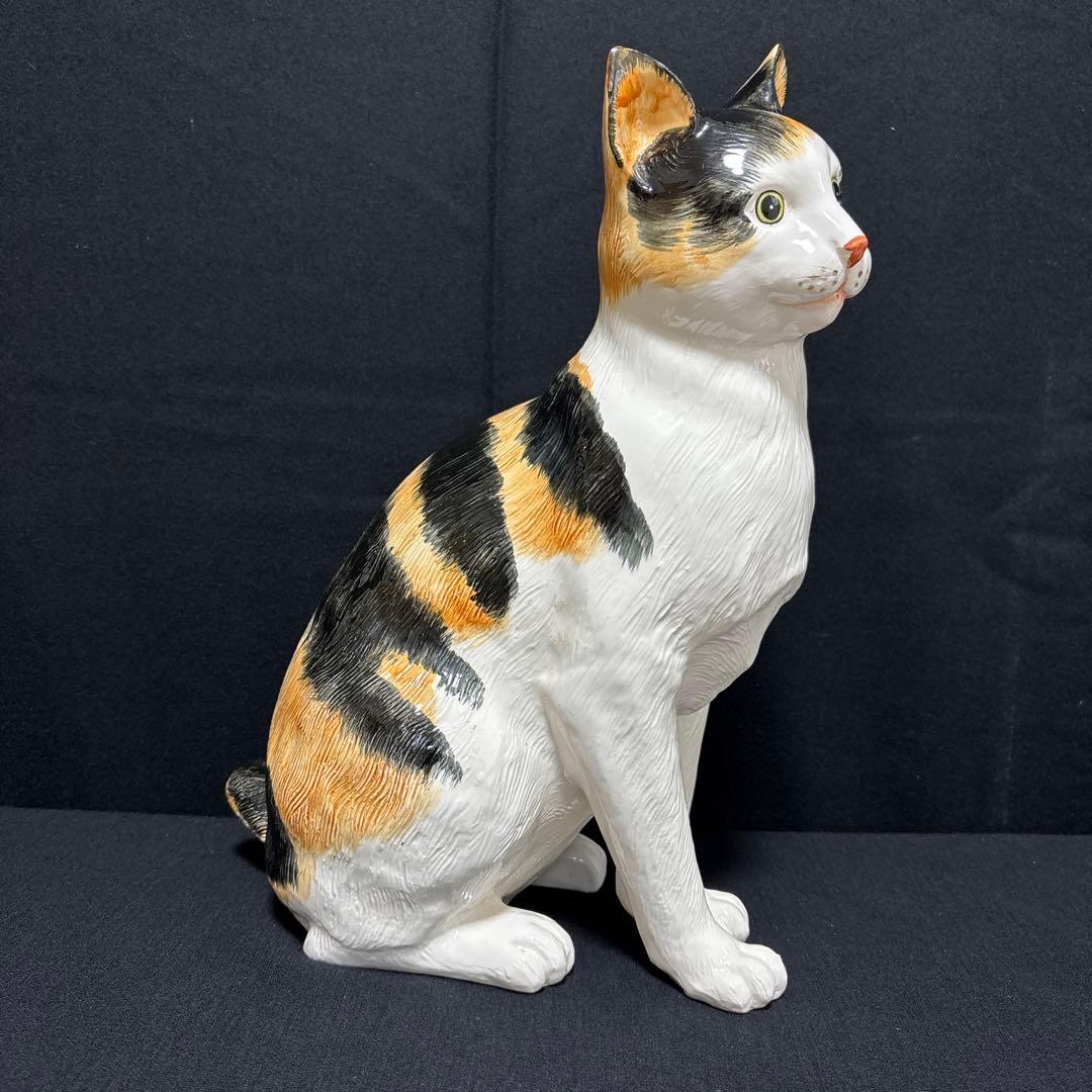 大きな三毛猫ちゃん陶器高さ39センチ