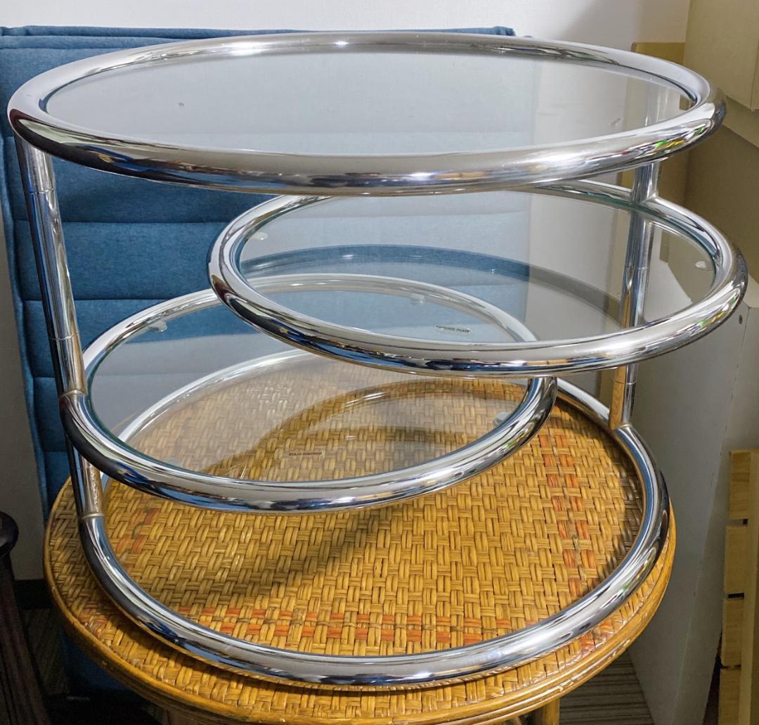 ガラステーブル 3段 丸テーブル サイドテーブル ラウンドガラステーブル