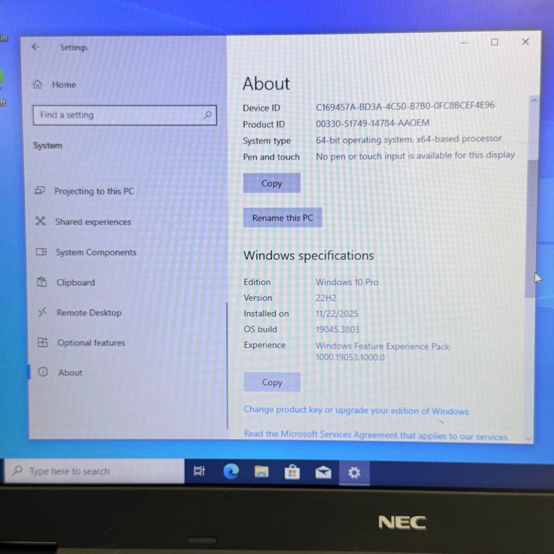 NEC ノートパソコン｜i5-8350U｜8GB・512GB 15インチ