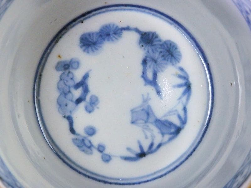 古伊万里　色絵　雲龍に毘沙門亀甲紋の図　大振蕎麦猪口　C964AS-fbqq