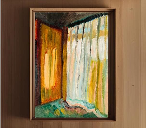16×23㎝「部屋の中５」油彩・原画・サムホール