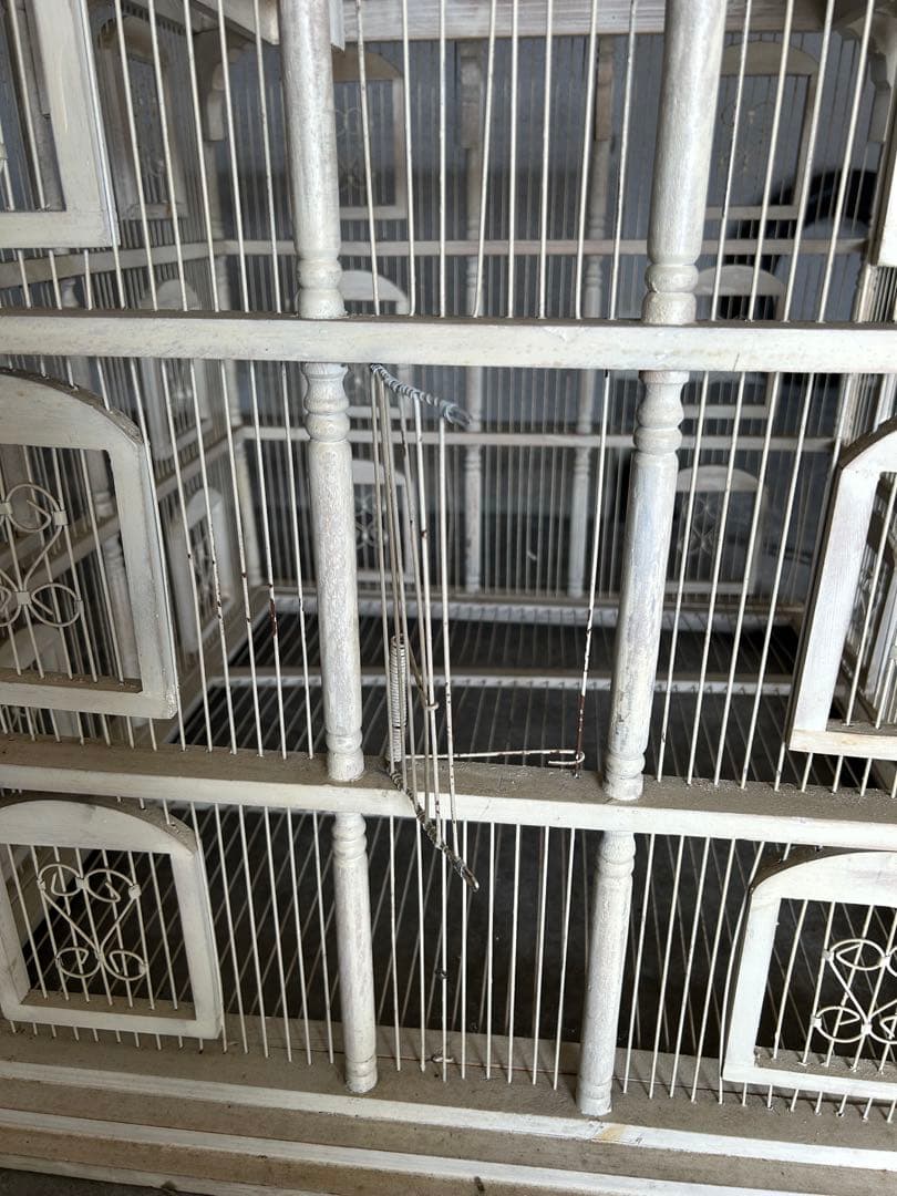 大型　多層木製鳥かご ドーム型屋根付き　アンティーク　ガーデニング