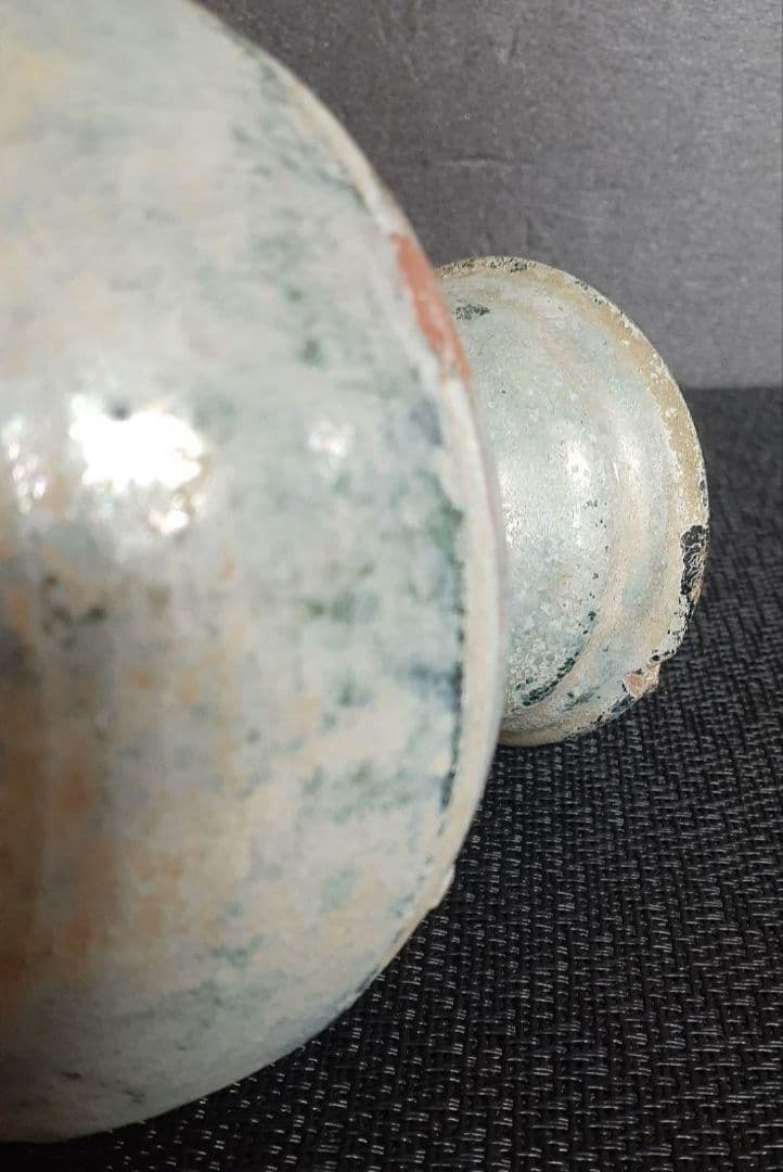 【本物保証❗️】中国古美術　中国古陶磁器　古玩　古代陶磁器　漢時代　漢緑釉銀化壺