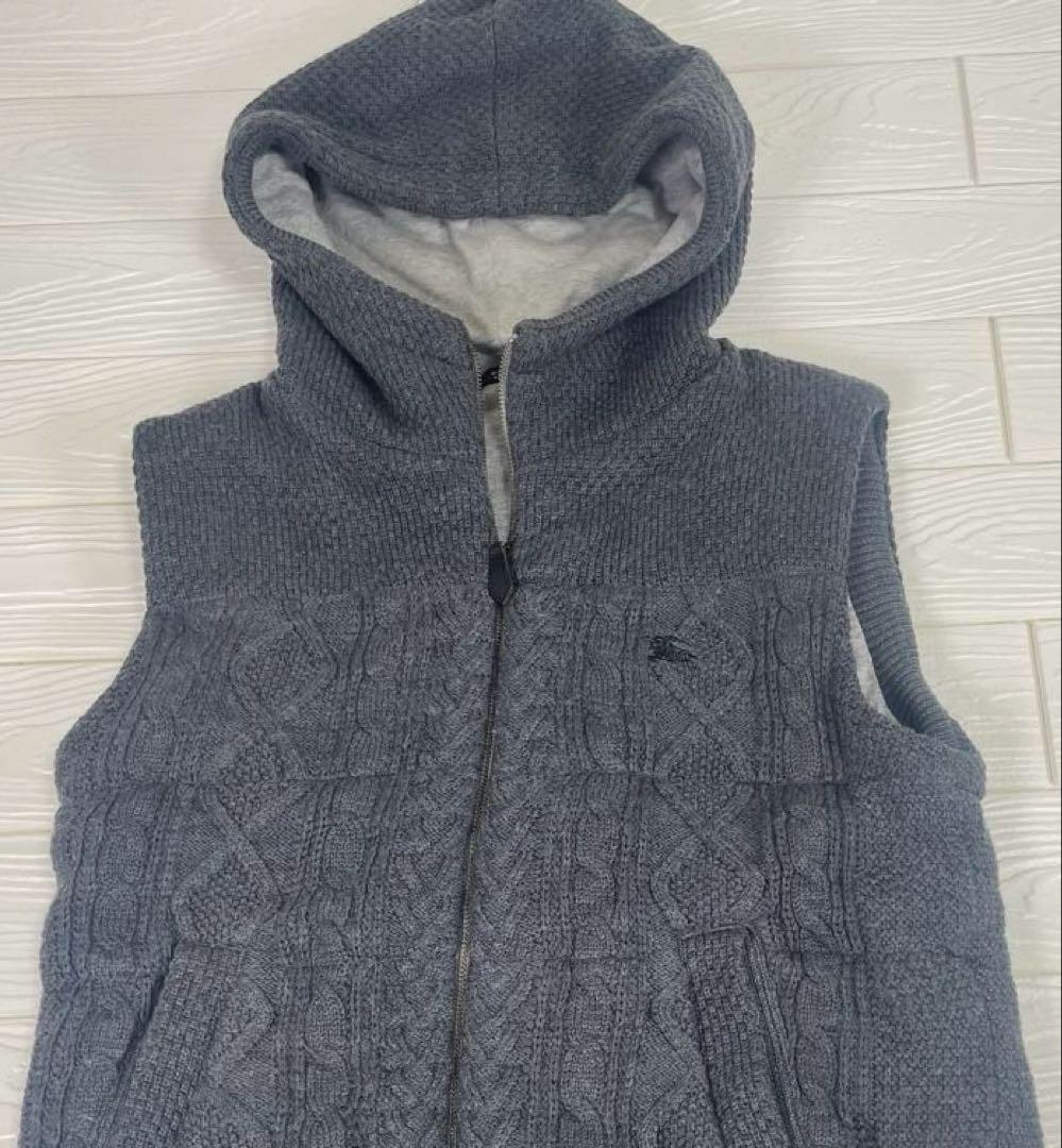 Burberry ブラックレーベル　中綿フーデッドニットベスト　パーカーベスト