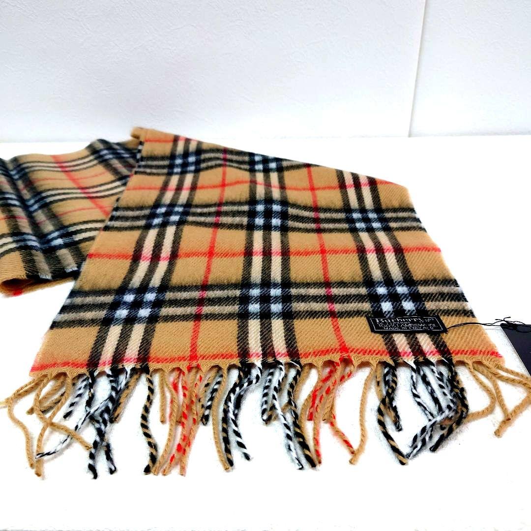 M0107B1 未使用★バーバリーズ ラムウール製 ノバチェックマフラー