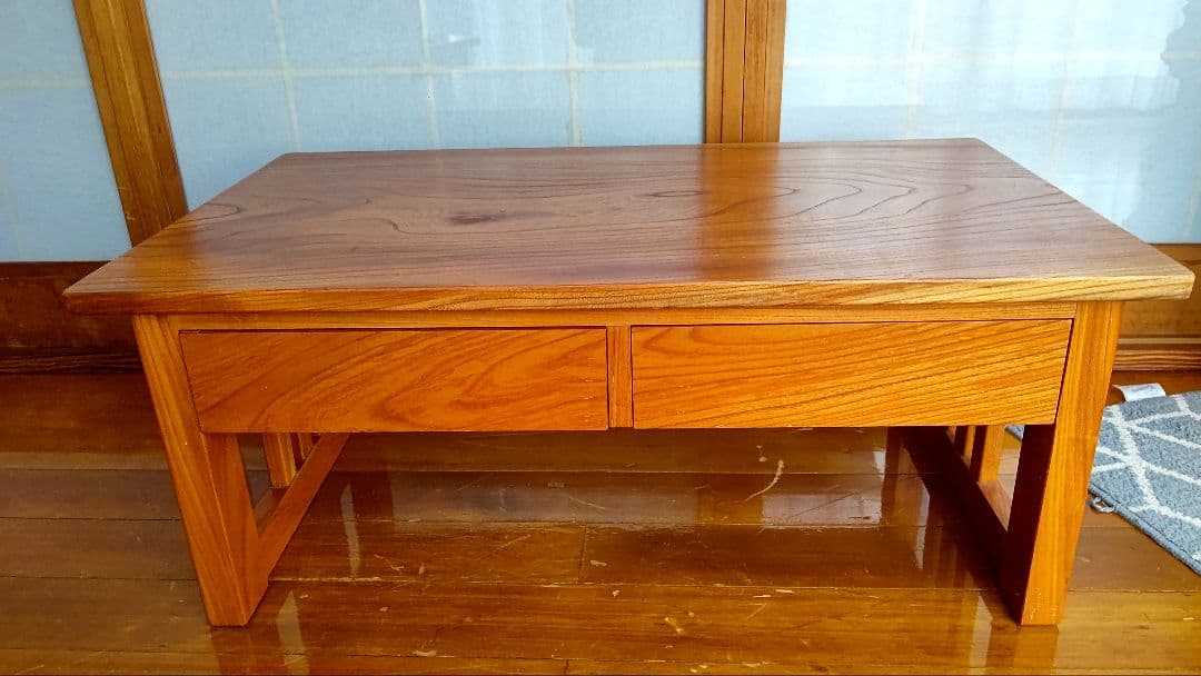 値下げ！昭和レトロ 古家具 木製　引き出し付　けやき　欅　座机　アンティーク