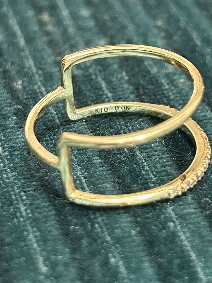 SIENA ROSE k10 YG LINE平行2連 ダイヤモンド リング11号