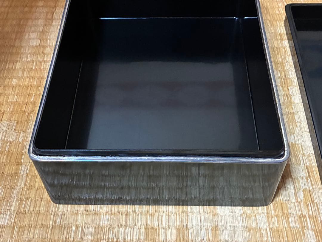 漆器 重箱 銀細工 富士山と鶴の絵柄 文箱 三越謹製 作家物 共箱