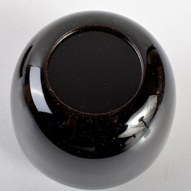 茶道具　岡本漆専堂造　黒漆　瑞祥蒔絵　棗　八幡宗豊花押　共箱　V　6379