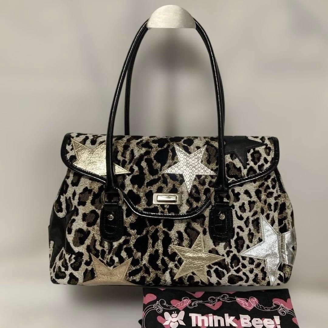 Think Bee ! ロッカーバッグ.パッチワークハンド.トート★レオパード