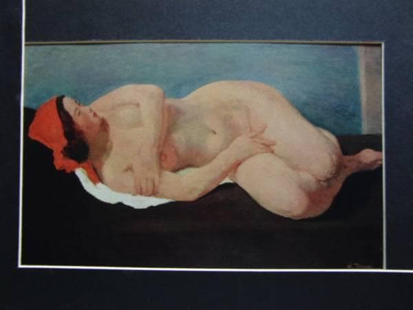 寺内萬治郎、横臥裸婦２、800部限定大判画集画、新品額装