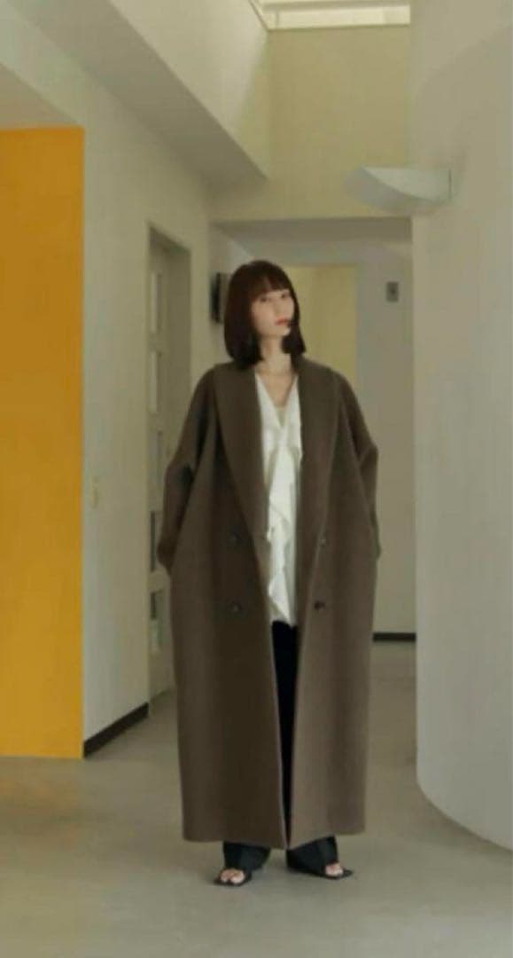 ジャケット・アウター LOUREN big shawl collar double coat