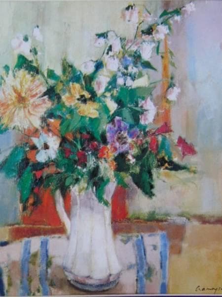 マルセル・クラモアザン、花、高級希少画集画、版上サイン入 新品額付