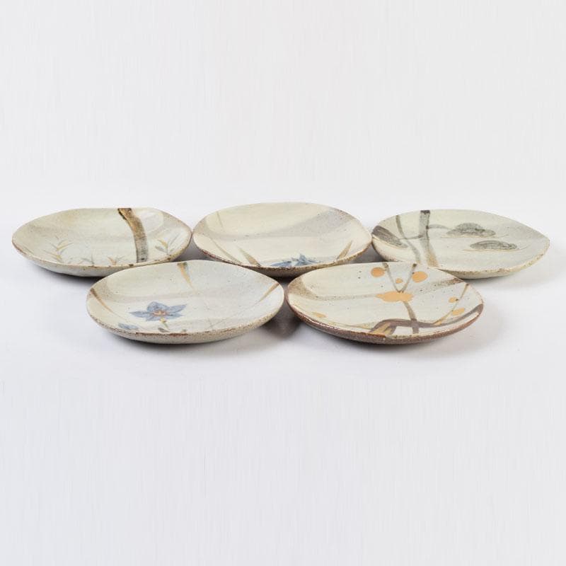 和食器　茶懐石　幸兵衛窯　加藤幸兵衛作　絵変　銘々皿　五客　共箱　V　9036