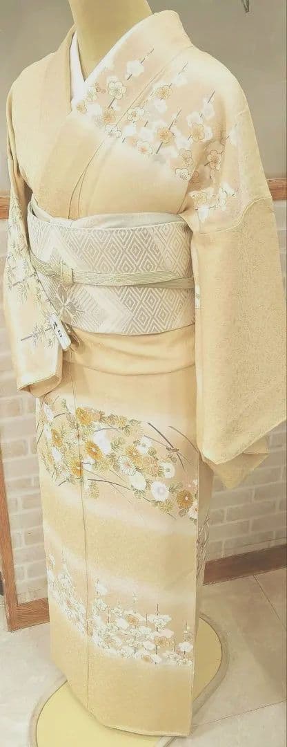 訪問着4点フルセット、着物、袋帯、帯締め、帯揚げ ゆき丈69