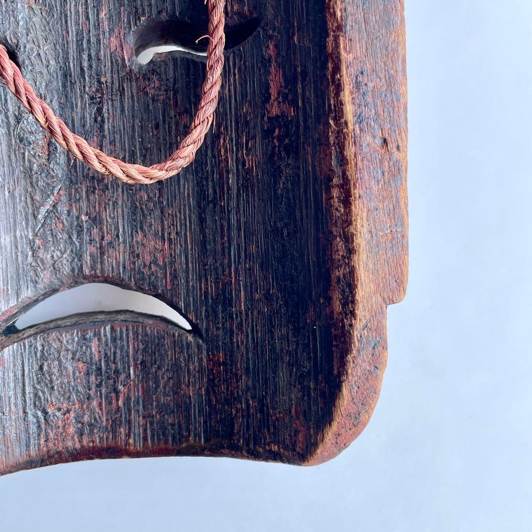 【詳細不明だが古そう】能面 お面 マスク 木彫 彫刻 骨董 古美術