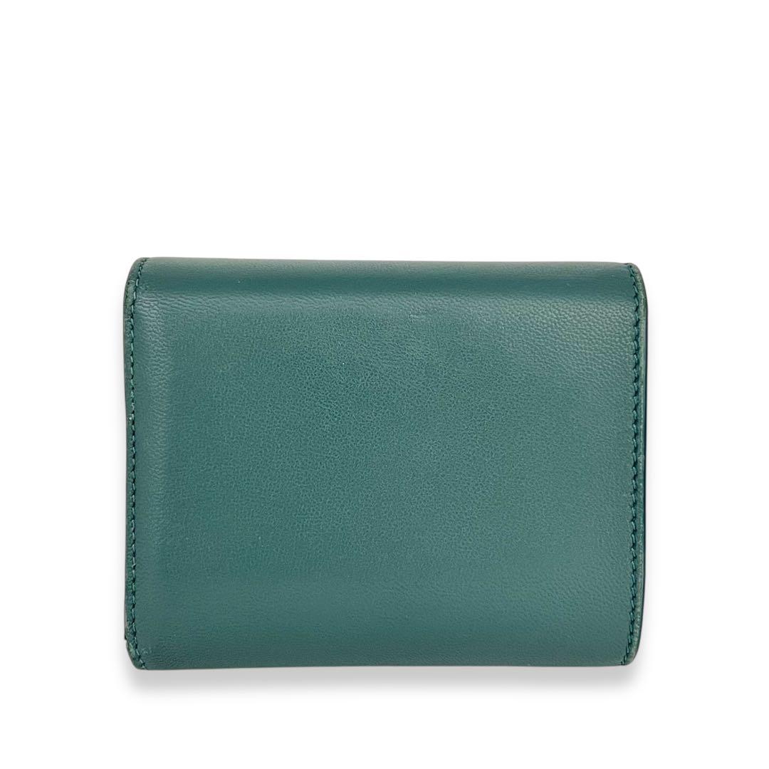 【美品】セリーヌ　トリオンフ　レザー　三つ折り財布　グリーン　847