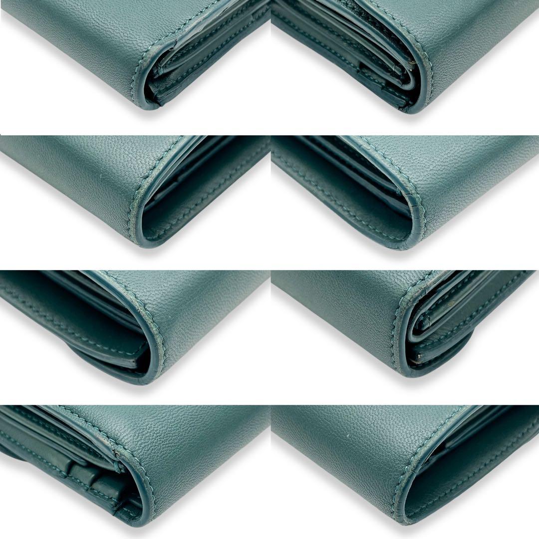 【美品】セリーヌ　トリオンフ　レザー　三つ折り財布　グリーン　847