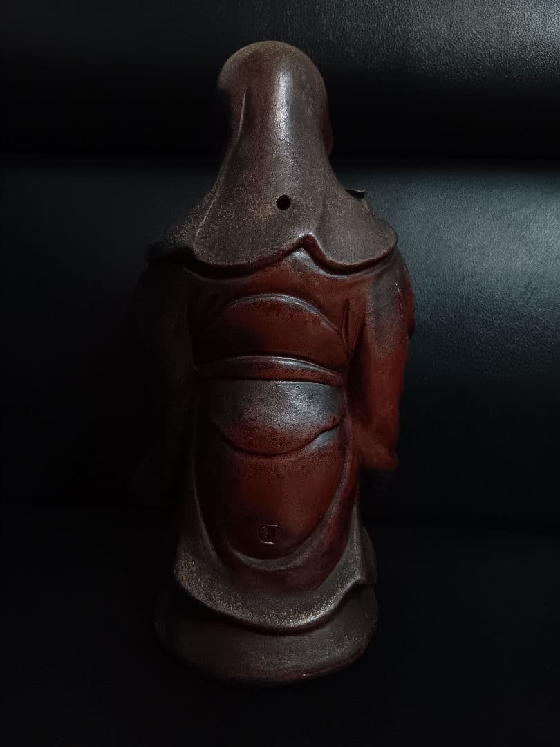 【大型 26cm】備前焼 七福神 寿老人 陶器 置物 縁起物 骨董品