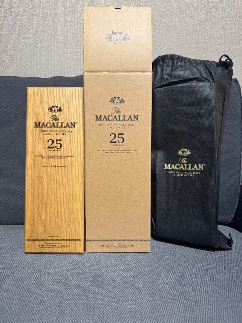 The Macallan 25年 シングルモルトウイスキー 空瓶 木箱付き