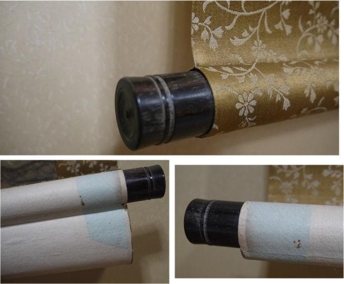 掛軸　高倉観崖　秋水帰帆図　紅葉　帆船　釣り人　家屋　大正乙丑(１４年)