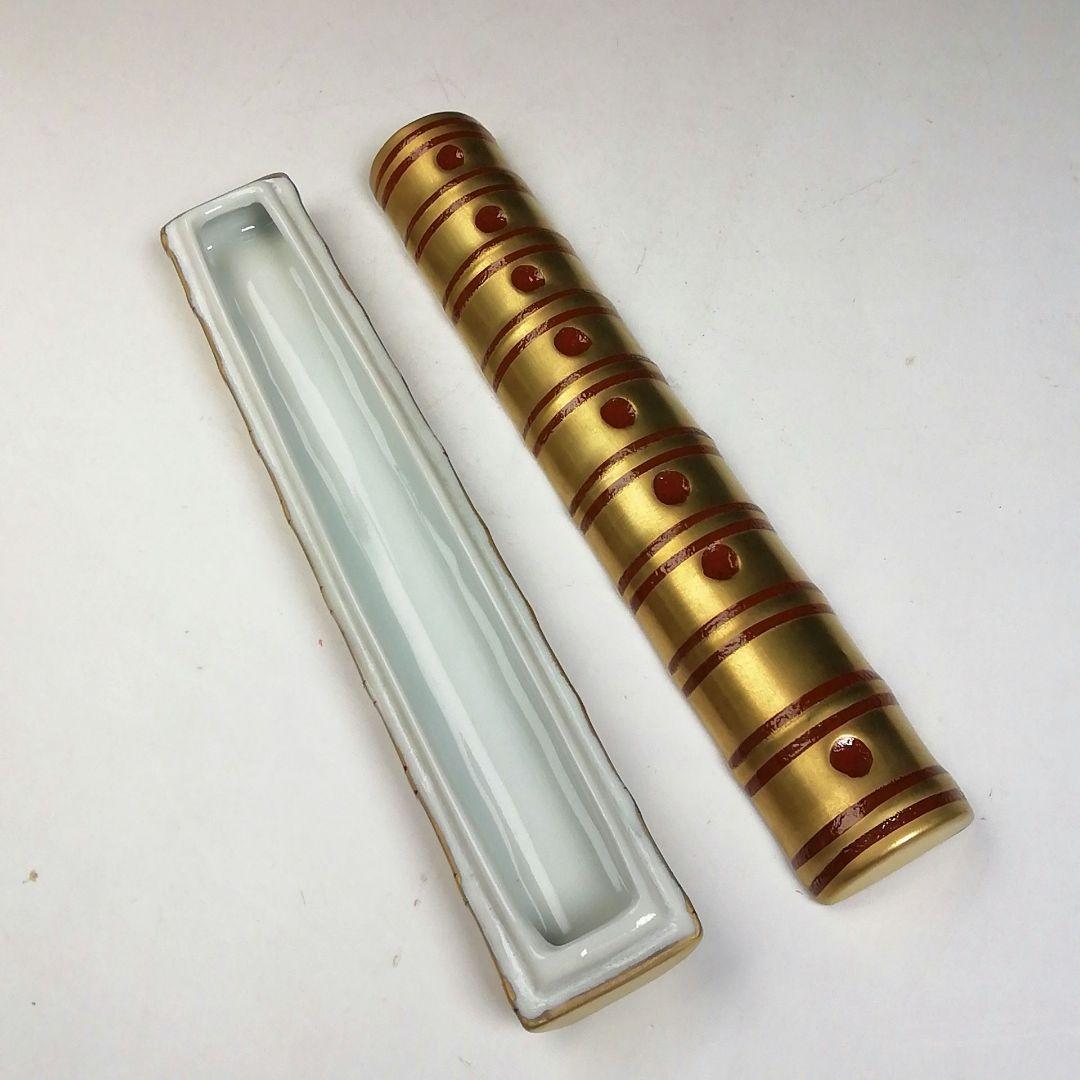 Ｔ９６１　香合　『金襴手　横笛香合』『芳正 造』　共箱　茶道具