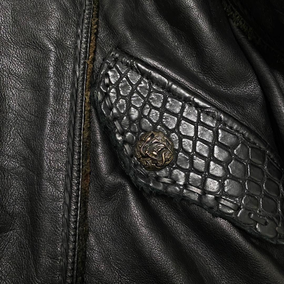 ジャケット・アウター 14th addiction crocodile leather jacket