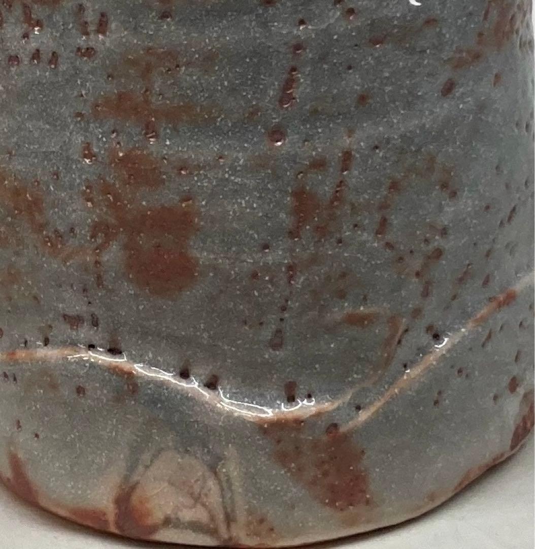 B189b 山田正和造　「鼠志野耳付花瓶」共箱　陶歴紙有　白山窯　花道具茶道具