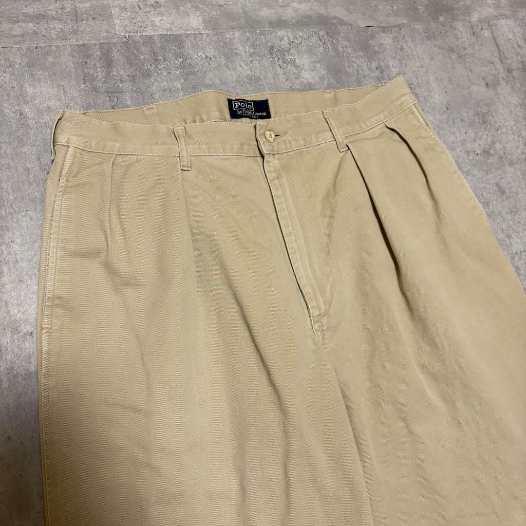 90s ポロバイラルフローレン　USA製 ポロチノ　チノパン　初期タグ　2タック