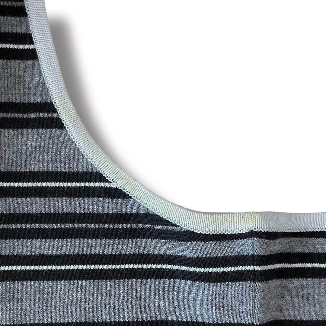 シャネル ココマーク ボーダー タンクトップ グレー 38 コットン