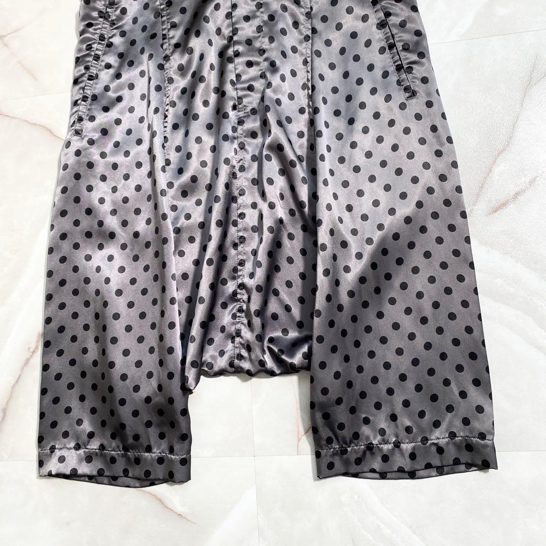 A17262 美品 コムデギャルソン ドット柄 サテンサルエルハーフパンツ 銀