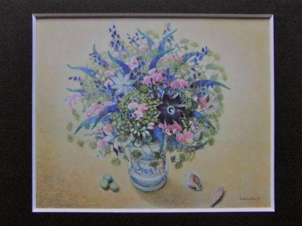 櫻庭優、【花】、希少な額装用画集より、新品額装付、状態良好