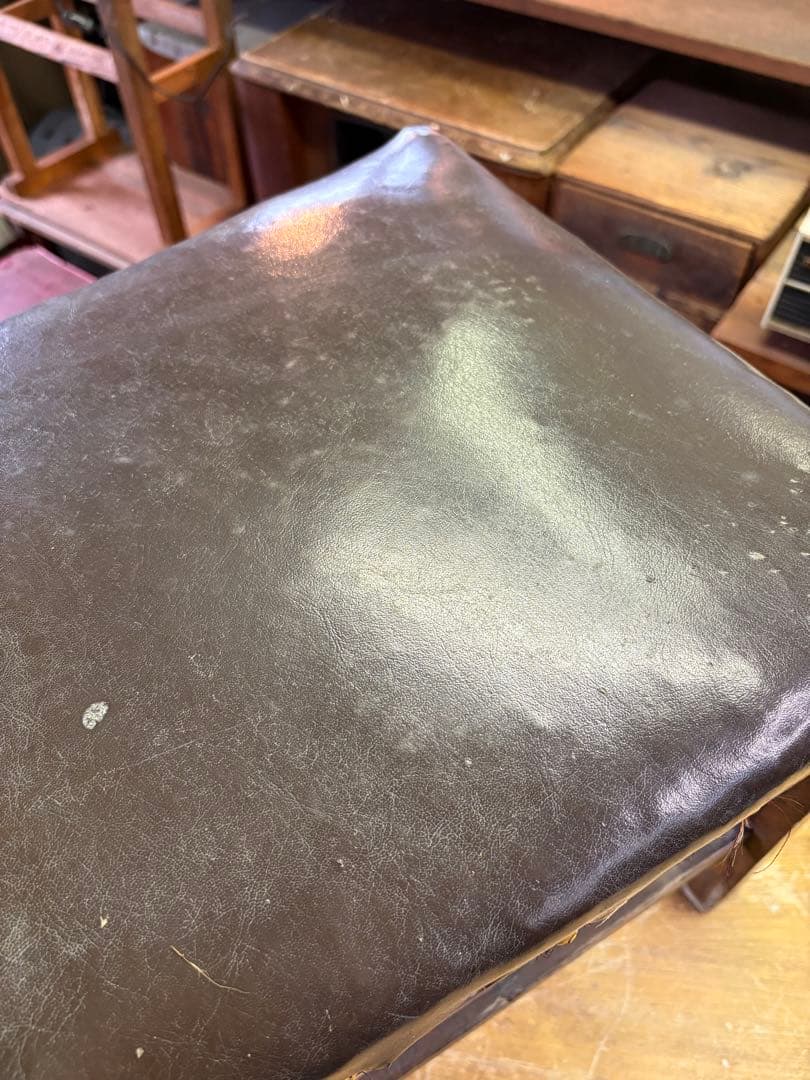 昭和レトロ　木製イス　レトロチェア　ビンテージチェア　レザー　アンティークチェア