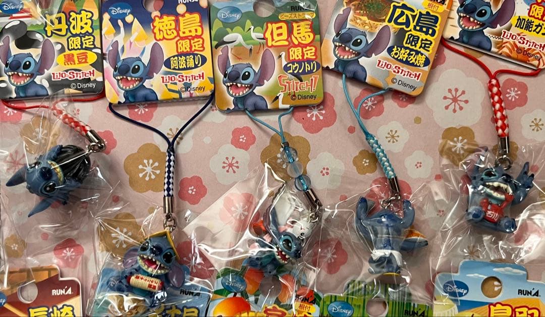 激レア◎ご当地スティッチ福岡限定等◎根付・ビーズストラップ◎50個セット