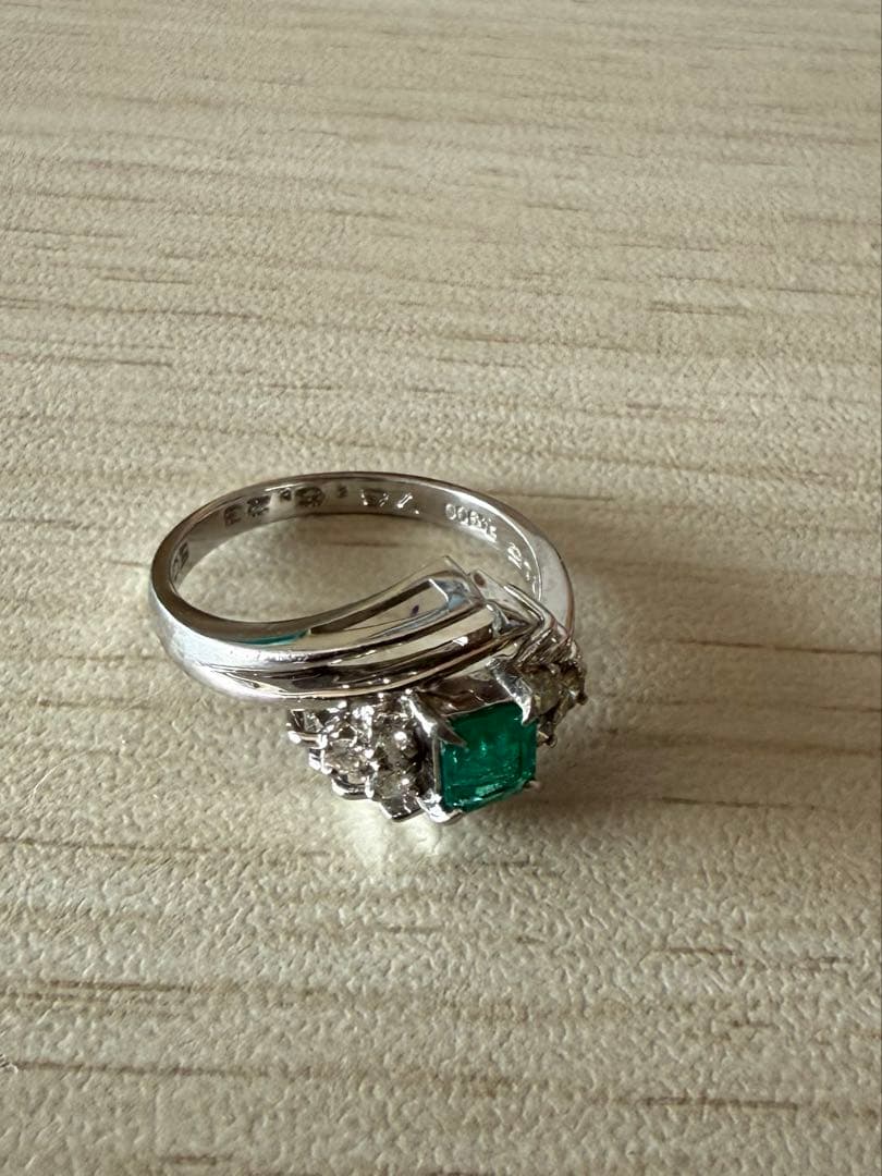 美品エメラルド ダイヤモンド シルバーリング