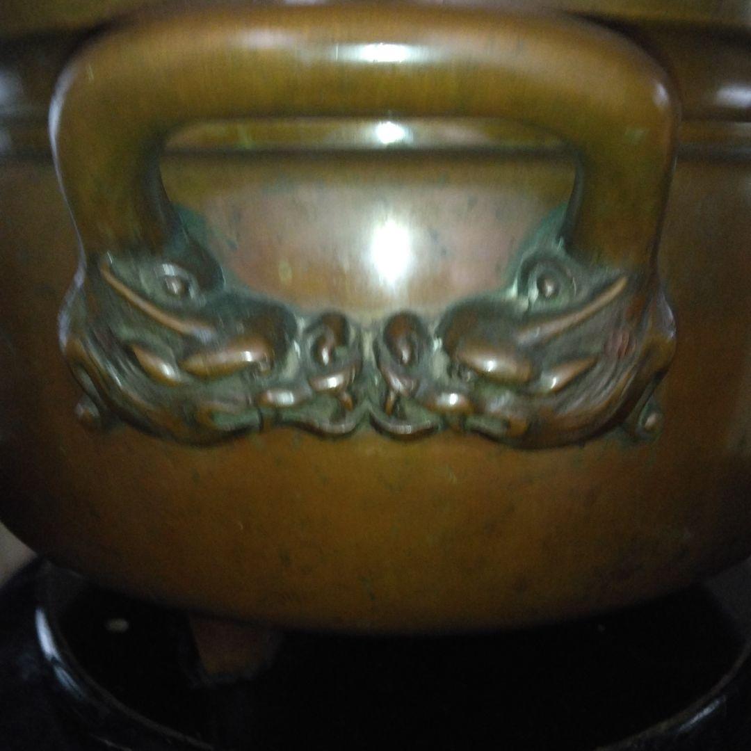 尺八瓶掛火鉢　七福神　宝船彫金入