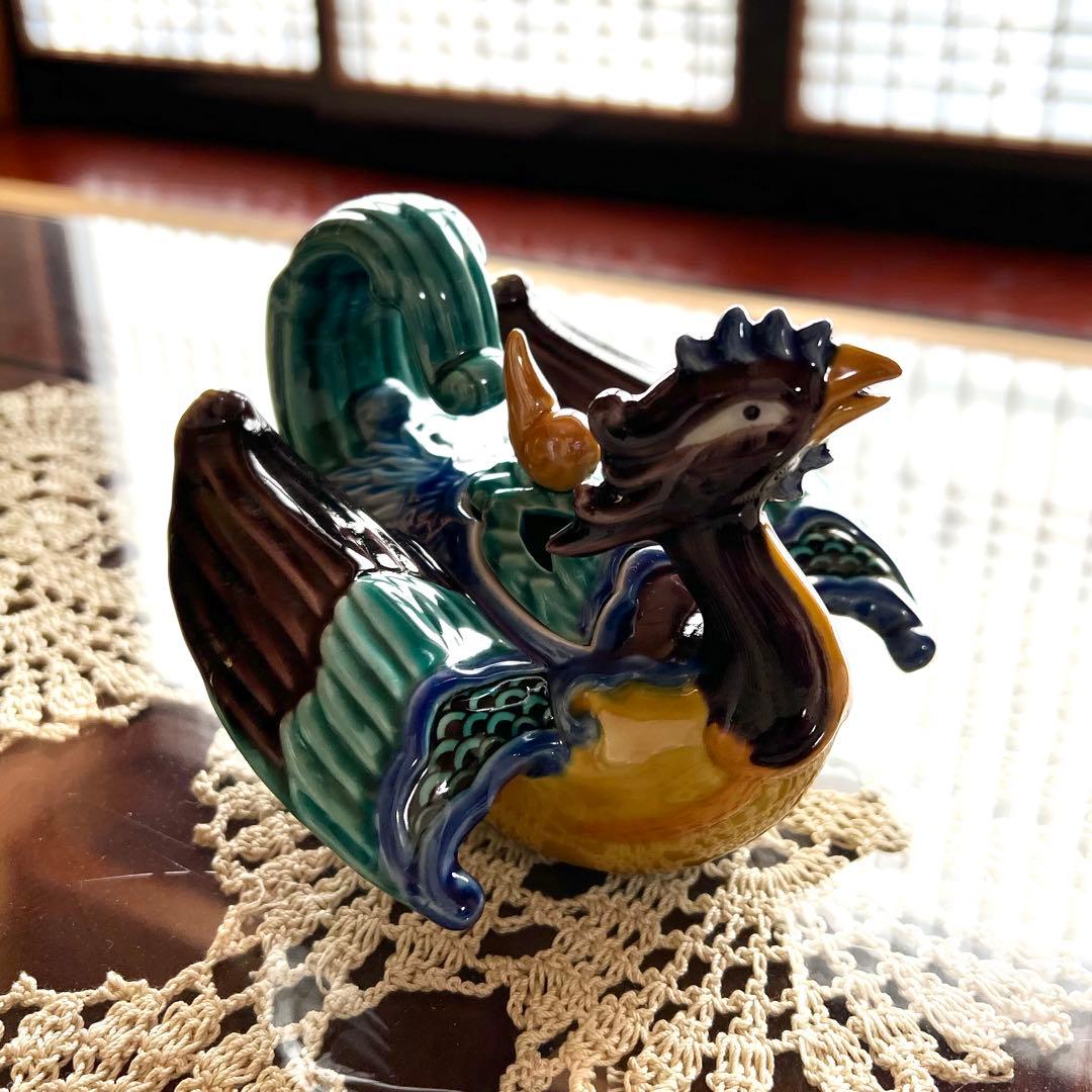 九谷焼 色釉 瑞鳥 香炉 香爐 木田弘之 作家もの 共箱 共布