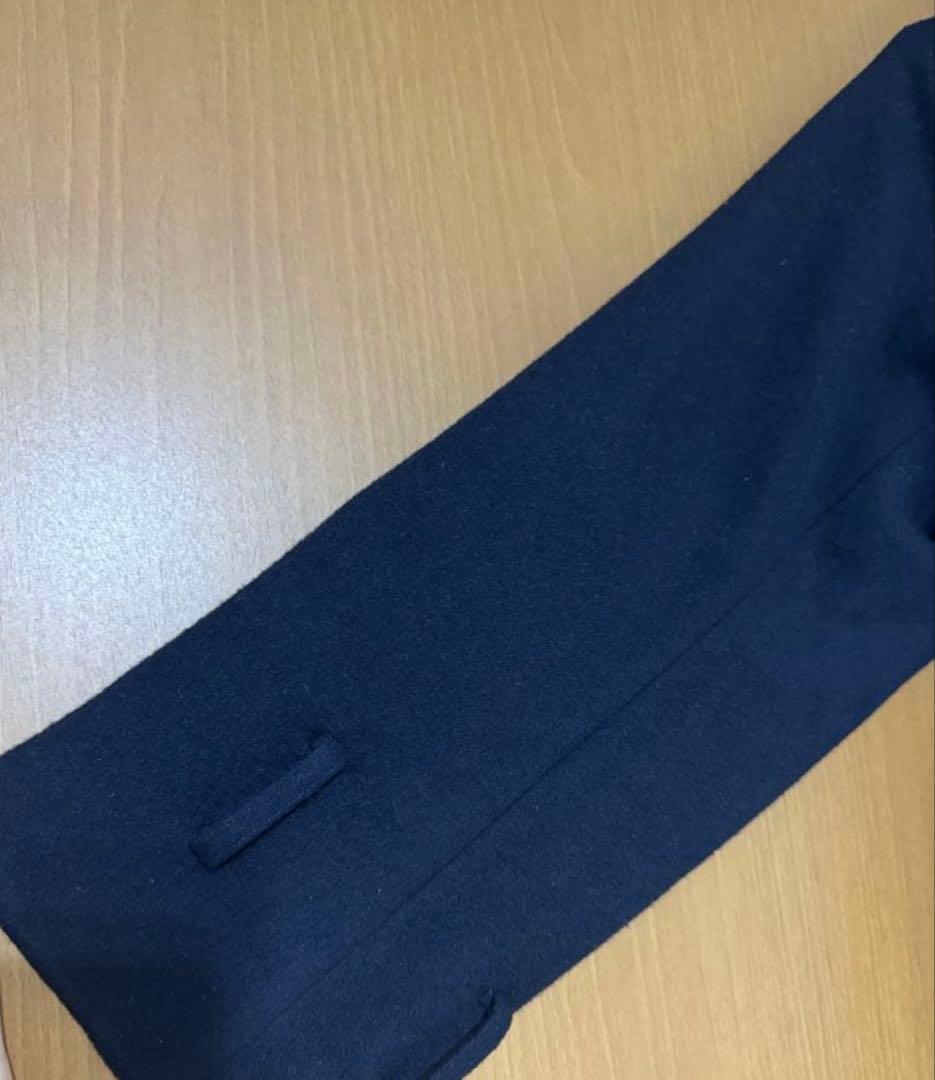 【ベルト無】anuans アニュアンス　ウールロングトレンチコート ネイビー