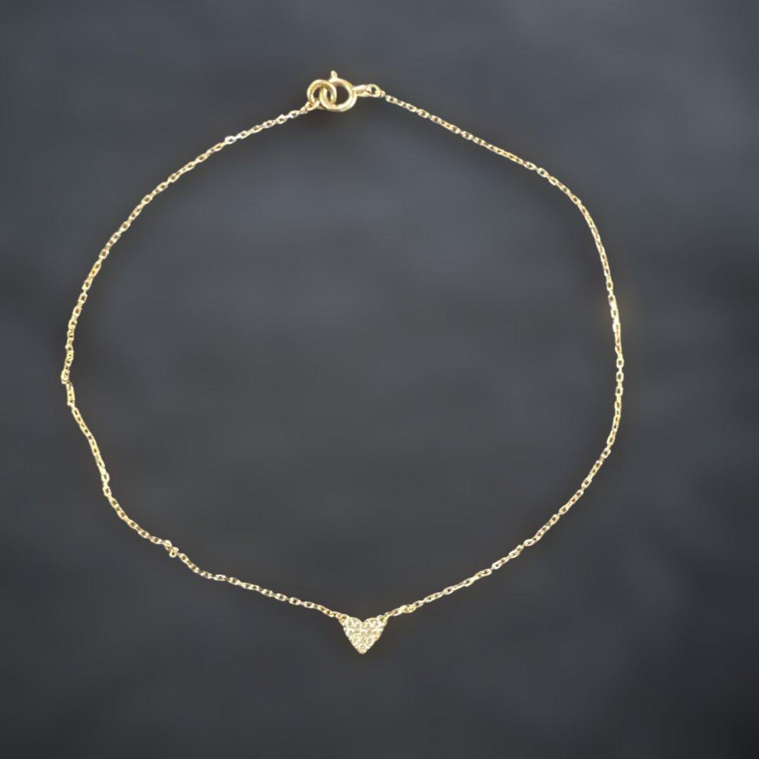 【最終値下げ】AHKAH ハートパヴェ アンクレット イエローゴールドアーカー