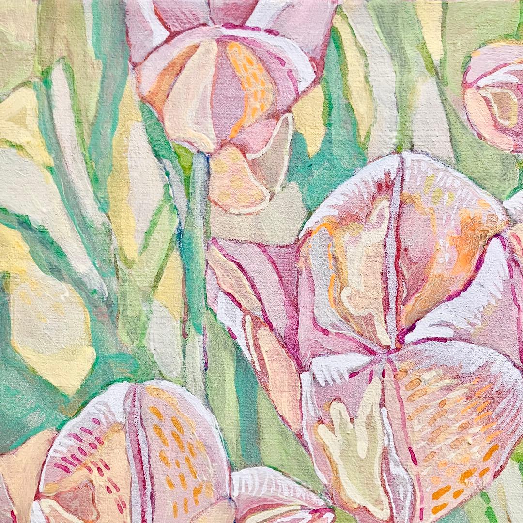 チューリップ＊油絵　絵画　油彩画　春　花　風景画