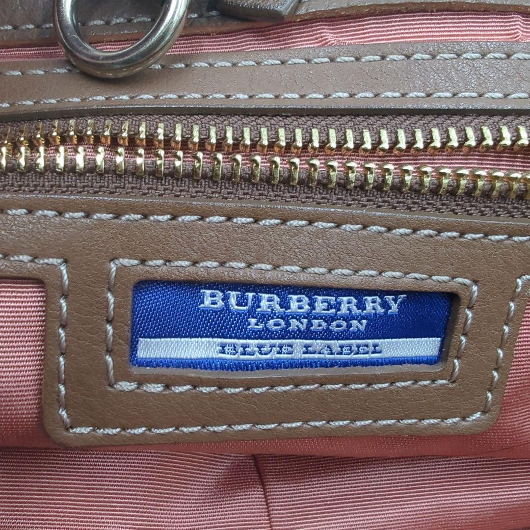 バーバリーブルーレーベル トート ハンドバッグ 金具 ロゴ キャンバス ピンク