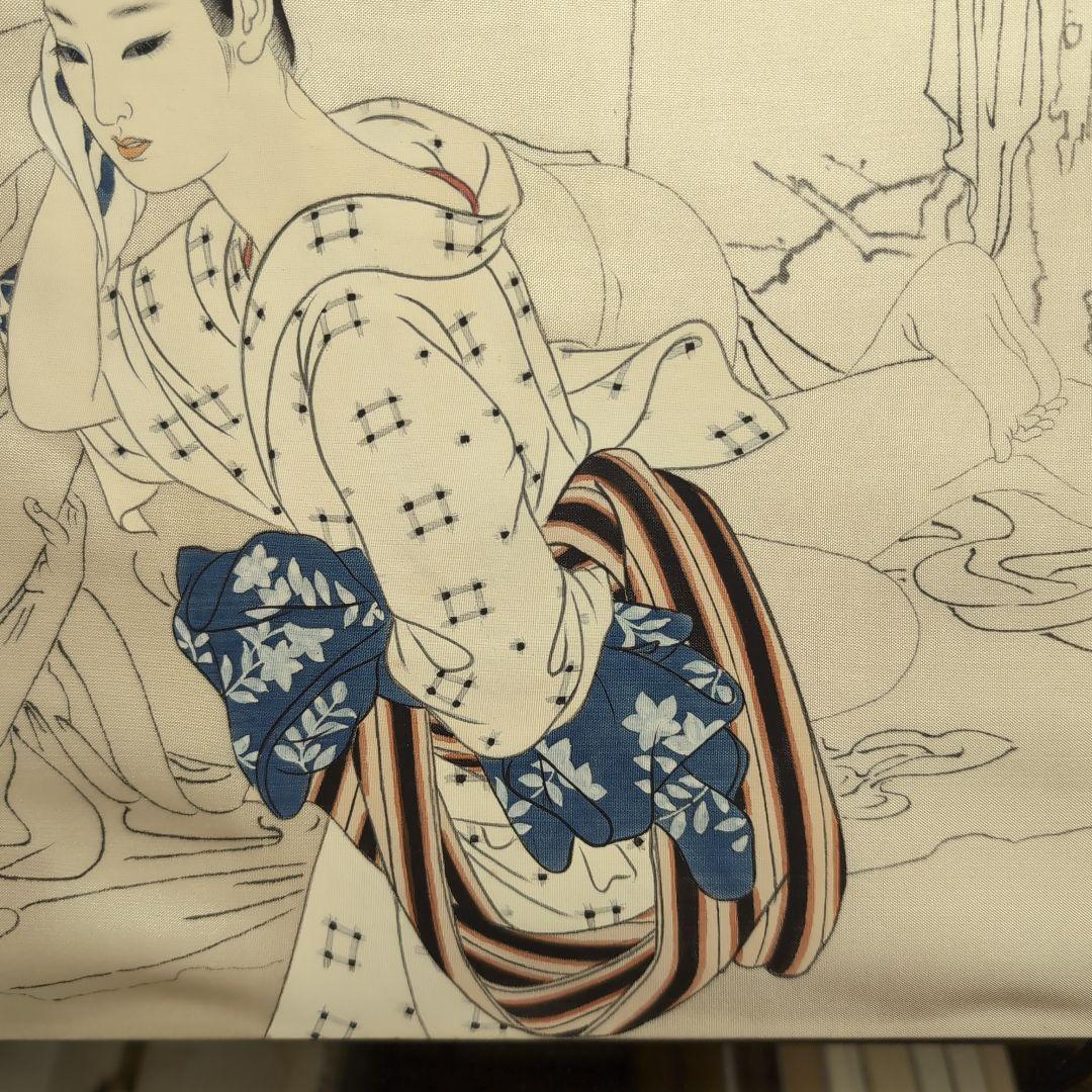 淡い色合いの日本画 人物画　浮世絵ベース　額装