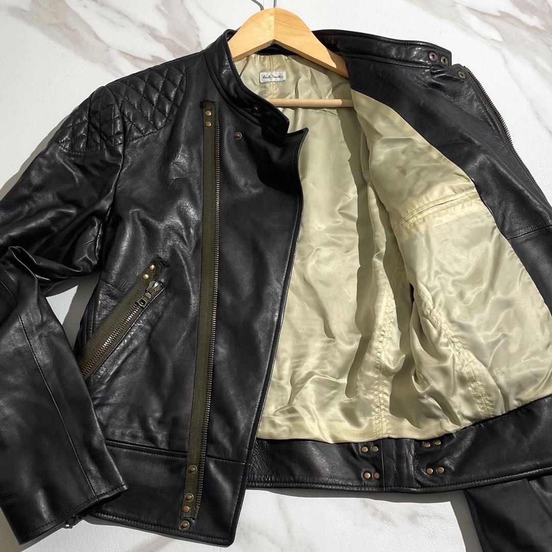 【美品✨】ポールスミス ライダースジャケット キルティング 羊革 黒 L