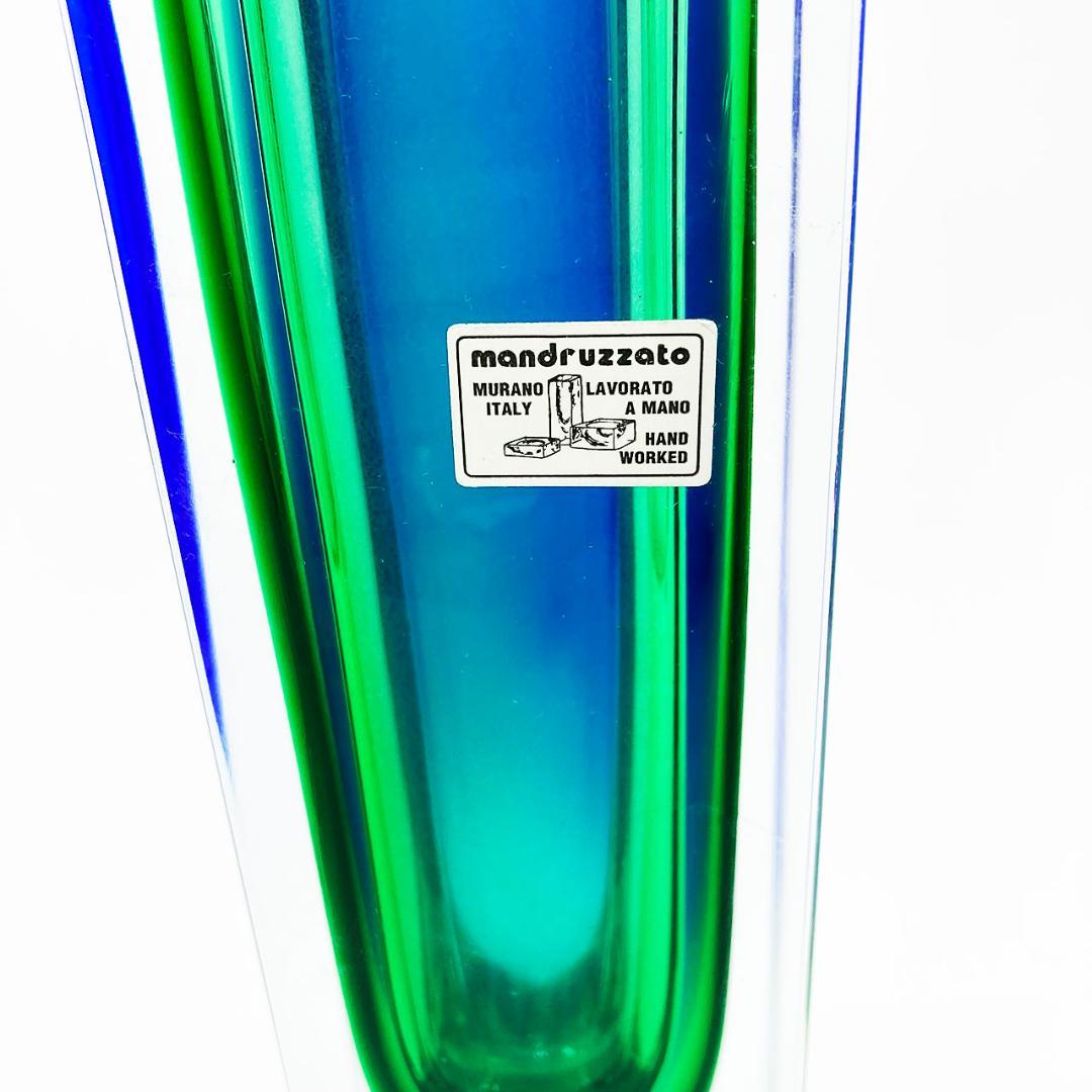 ヴェネチアガラス ムラノ Mandruzzato 花瓶 グリーン＆ブルー
