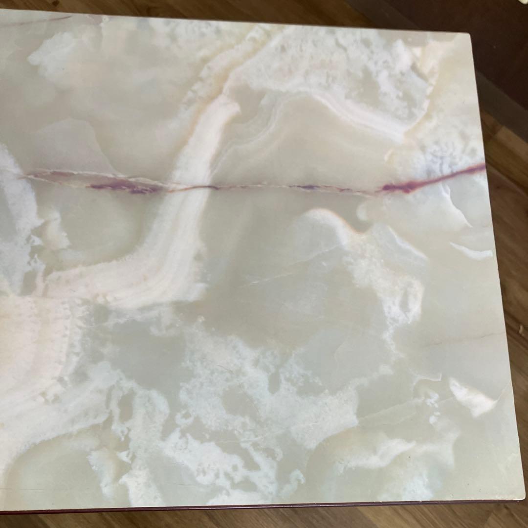 C-4アンティーク センターテーブル 大理石柄天板 マガジンラック付ローテーブル